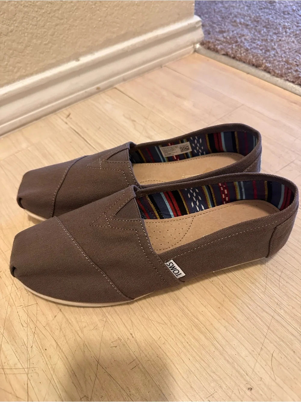 TOMS Classic Grey Canvas Alpargata Slip-On Shoes - Size 9